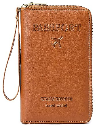 Toctax Reisepass Tasche, Travel Wallet Organizer, Reisepasshülle mit RFID Blocker für Damen und Herren, Reisezubehör Passport Tasche für Kreditkarten, Ausweis und Reisedokumente (Braun)