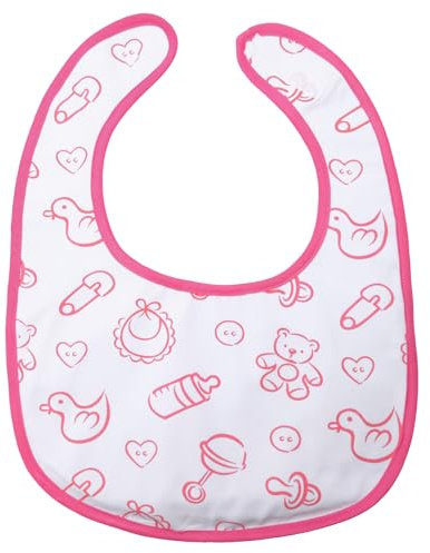 LittleForBig Bavoir en coton imperméable imprimé pour adulte avec fermeture Velcro réglable – bavoir rose pour adulte, Pépinière rose, taille unique