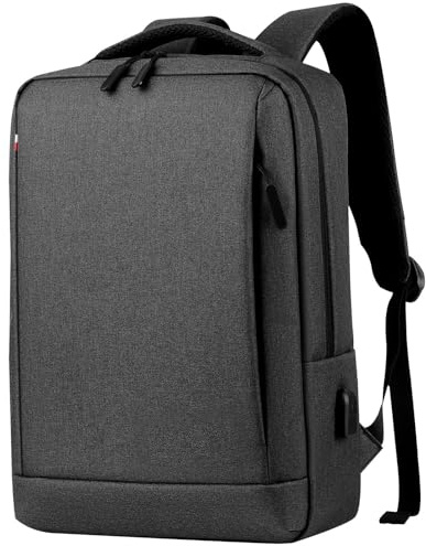 Mixroom - Laptopryggsäck för herr laptopväska 15,6 tum bärbar dator väska med USB-anslutning ledig skola resa Z33, Mörkgrå