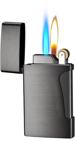 Feuerzeug mit zwei Flammen, nachfüllbar mit Butan-Brennstoff, umschaltbare Soft-/Jet-Flamme, winddicht, verstellbare Flamme, geeignet for Kerzen-Camping-BBQ-Küche, Geschenk for Männer ( Color : C )