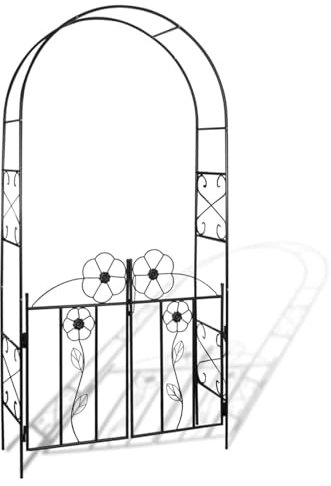 GuyAna Decorative Metal Garden Arch With Gate Outdoor Climbing Plants Archway,Garden Arch Door