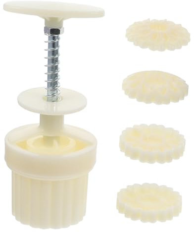 Zerodeko Moon Cake Molds Hand Press Plastic Flower-Shaped Baking Mold 50g Small Daisy Pattern DIY Mid-Autumn Festival Green Bean Cake Embossing Tool