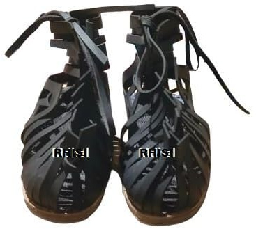 RHISI Roman Leather Caligae – Black Military Boots, Legionary Sandals, Black Leather Roman Reproduction Caligae for Costume