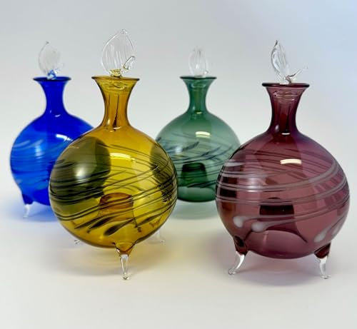 Obstfliegenfalle Fruchtfliegenfalle Insektenfalle Glasbläserkunst farbiges Glas mit Dekor zum Stehen schmückender Blickfang mit Funktion (gelb)