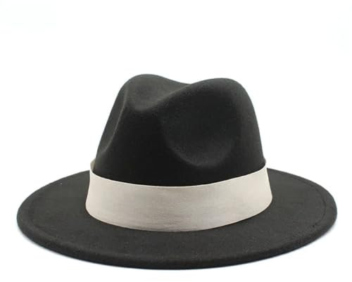 Pegsmio Elegante Damenhut für den Winter, formelle Hochzeit, Kirche, Panama-Party, Jazz-Hut, Schwarz , 6 7/8/7 1/8