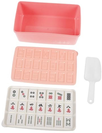 PHENOFICE 1set Stampo Per Ghiaccio Mahjong Con Contenitore e Paletta Vassoio Per Ghiaccio Per Cocktail e Bevande Facile Da Rimuovere e Riutilizzabile