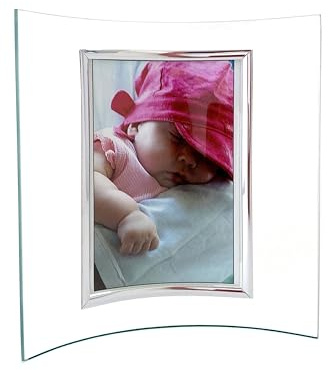 CAPESTORE Gebogener Bilderrahmen aus konkavem Glas 10x15 cm Vertikal | Elegante Präsentation Ihrer Erinnerungen | Kristallklare Transparenz | Stabile Standfunktion | Perfekte Geschenkidee