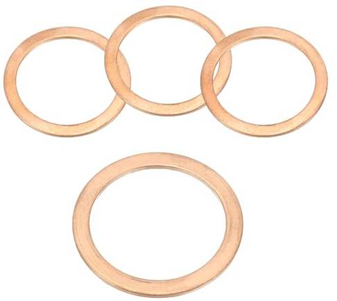 PATIKIL 4 Stück Kupferdichtringe, M30 x 38mm Kupfer Flach Unterlegscheiben, Kupferringe Crush Washer für Schrauben Bolzen