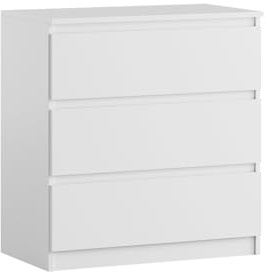 YUMEBLY 3-Schubladen-Kommode | Weiß 70 cm Ideal für Schlafzimmer, Wohnzimmer, Kinderzimmer und Büro | Geräumige Kommode | Modernes Design | 71 x 75 x 40 cm