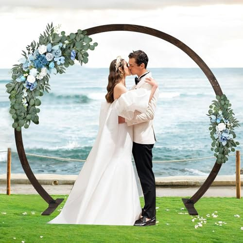 Wedding Arches for Ceremony, Natural Wood Wedding Backdrop Stand for Garden Wedding Parties, Wooden Arch Decor Rustic Wedding Arch Frame Decorations (DIY Self-Decoration)