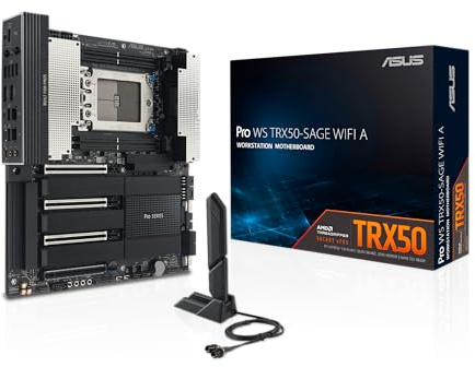 ASUS Pro WS TRX50-SAGE WiFi A AMD TRX50 TR5 CEB Workstation Scheda madre, CPU e overclocking di memoria, design robusto a 20 fasi di energia, PCIe 5.0 x 16, M.2, USB4, 10 GB e 2,5 GB LAN