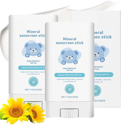 2 Unidades Barra de Protección Solar, Roll-on Crema Solar para Bebés y Niños, Protector Solar en Stick, Protege la Piel de los Rayos UVB y UVA, Hidratante y No Graso para Piel Sensible