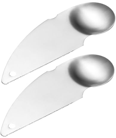Alipis Cuchara Cortadora De Kiwi y Frutas Acero Inoxidable 304, Pelador y Extractor De Pulpa Doble Función, Utensilio De Cocina Para Aguacate y Kiwi, Set 2 Piezas