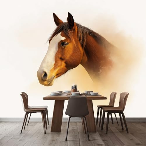 Fotomurales 3D Caballo De Acuarela Animal 250x175 cm Papel Pintado Fotográfico, Decoración De la Pared Murales para Salón, Dormitorio, Habitación para Niños, Pared de TV