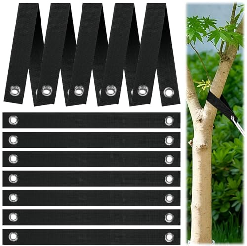 CHONGQILAO Correas de Árbol para Estacas, 12 Piezas Correas de Soporte para Árboles con Ojales, Ataduras para Enderezar Árboles, para Árboles Recién Plantados y Protección contra Huracanes