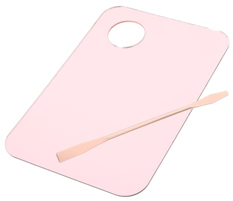 BUTIFULSIC Pink Acrylic Makeup Mixing Palette Set Foundation Spatula Tool and Nail Art Mixing Tray for Cosmetic Pigment Blending and Beauty Application