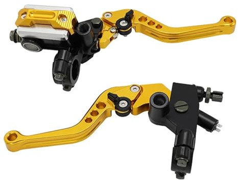 AIFOCER Adatto per Honda Moto CNC Pompa Freno Frizione Asta Cilindro Maestro Idraulico Accessori 7/8 14mm Pist pinza freno(Golden)