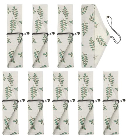 QUARKZMAN Astuccio Per Bacchette 9 Pezzi Porta Bacchette Stile Giapponese Tasca Per Posate Portatile Custodia Utensili Da Viaggio Fodere Posate Cucchiai Forchette Cannucce Base Bianca