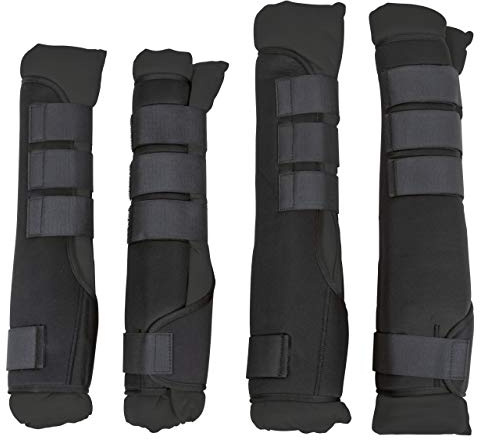 Covalliero 4x Stall- und Tansportgamaschen, Pferdegamaschen, schwarz, Cob, M, Pferde, maschinenwaschbar bei 30 °C, stoß absorbierend, wärmeisolierend