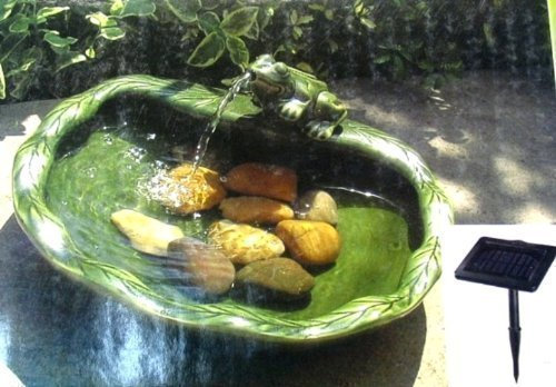 Frosch Solarbrunnen - Dekobrunnen für Terrasse und Garten, Grün, Solarbetrieben, Metall