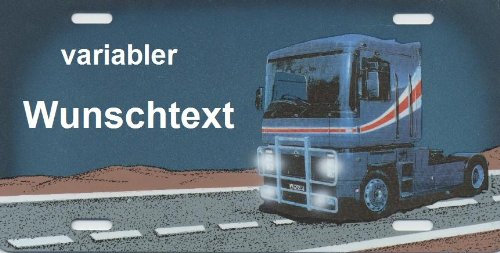 Nummernschild kompatibel mit Renault mit Namen oder einem Text selbst gestalten und Bedrucken Witterungsbeständig Farbecht Ideale Geschenkidee | Metallschild, Aluminium-Schild als individuelles Trucker-Accessoire | LKW-Zubehör selbst gestalten | Aluschild, Kennzeichen-Schilder