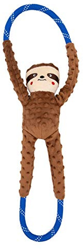 ZippyPaws RopeTugz - Durable Dog Pull Rope Toy, Interactive Tug of War for Large, Medium, & Small Dogs, Squeaky Pet Products to Keep Them Busy, Made with Heavy Duty Climbing Rope - Sloth