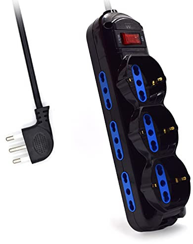 Ewent EW3960 Multipresa Ciabatta Elettrica 9 Posti, 6 prese Ita 10/16A+3Schuko, protezione Sovraccarico Sovratensione 250V/2500W spina Italiana 10A cavo 1.5m, nera Classe efficienza energetica A+