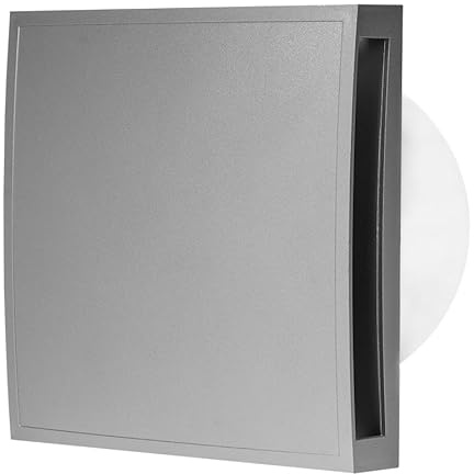 Stylish Bathroom Extractor Fan 150mm / 6 Kitchen Ventilator with Front Cover (with Timer, Silver)