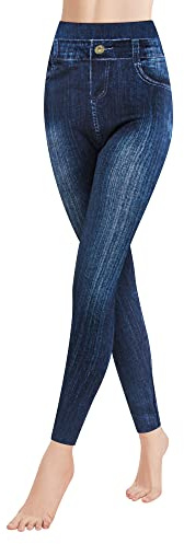 GOVIA Termoleggings dam jeanslook byxor med foder hög midja jeggings fodrade 4109 VA, 1-pack modul C, S/M