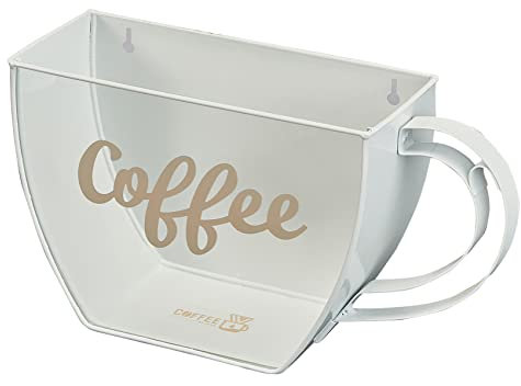 CoffeeI.V.™ Kaffeebecher-Padhalter – Wandmontage oder Arbeitsplatte, rutschfest – langlebig, funktional, platzsparend – dient auch als Dekoration für Ihre Küche, Kaffeebar – Glasfront (Zuckerweiß)