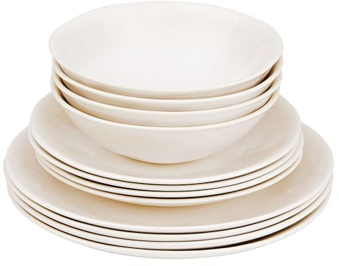 BUTLERS Geschirrset 4 Personen ATLANTIS Steinzeug Geschirr Set 12-tlg. Tafelservice | Schalen 550ml Teller 23cm Speiseteller 28cm | Farbverlauf mit Boho-Stil | Mikrowellen- & spülmaschinenfest
