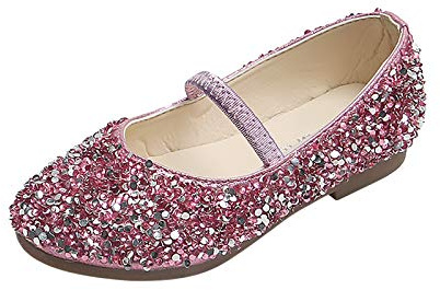 Mädchen Pailletten Kristall Prinzessinnen Schuhe Mary Jane Festliche Kleidschuhe rutschfeste Weichen Sohlen Fasching Party Hochzeit Ballerina Schuhe Kinder Abendschuhe