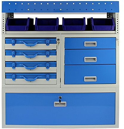 Van Racking Garage Storage Unit Tool And Equipment Organiser Metal Steel 60kg Capacity With Secure Lockable Compartments Blue 101.6cm x 117.8cm x 36cm