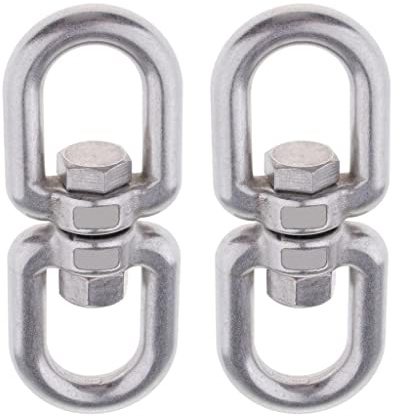 misppro 2 Stück M8 Edelstahl Doppelendige Drehöse Haken Auge zu Auge Swivel Schäkel Ring Verbinder für Hängemattenstühle