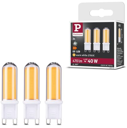 Paulmann 29045 Standard 230V LED Stiftsockel G9 230V 3er-Pack 3x4,6W 3x470lm Klar Glas 2700K - Warmweiß Leuchtmittel