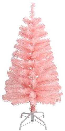 CCINEE Albero di Natale artificiale da 90 cm, rosa da tavolo incernierato con supporto in metallo, 130 rami, mini albero per feste di Natale, decorazione per interni e casa