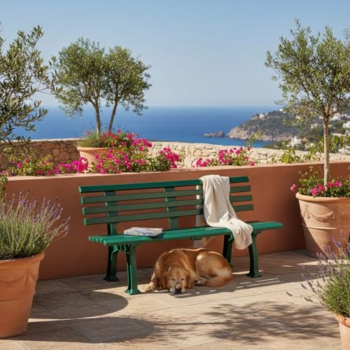 PROREGAL Gartenbank Antigua | 3-Sitzer | Grün | HxBxT 74x150x54cm | Witterungs- & UV-beständiger Kunststoff | Parkbank Sitzbank Außenbereich Garten Balkon Terrasse