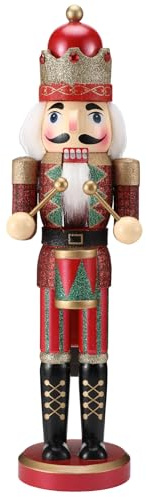 Wikay Christmas Nutcracker Soldier Ornament 38cm/15'' Traditional Nutcracker Soldier Puppet Nutcracker Toy Gift for Kids Classic Xmas Decoration Ornament for Christmas Home Decor (Burgundy)