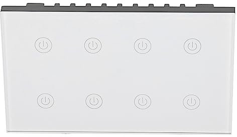 Interruptor Táctil De 8 Dígitos, Aplicación De Panel De Pared Interruptor De Luz Táctil Inteligente Panel De Interruptor De Pared Inalámbrico WiFi Inteligente De 8 Bandas Compatible, AC100‑240V