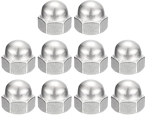 uxcell 5/8-11 Acorn Cap Nuts,10pcs - 304 Stainless Steel Hardware Nuts, Acorn Hex Cap Dome Head Nuts for Fasteners (Silver)