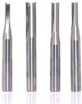 4pcs Straight Router Bits Set 1/4 Shank, Solid Carbide TCT Straight Plunge CNC Router Bit, for Grooving Milling Cutters, by Akylin, Cut Dia 1/8, 3/16, 5/32, 1/4