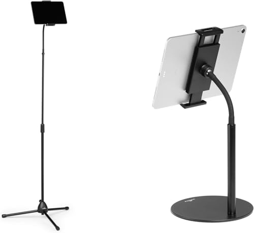 Durable Supporto tablet da tavolo e da pavimento Twist Combi, porta tablet e smartphone da 4,7 a 13, con braccio snodabile, porta ipad, nero, 894301