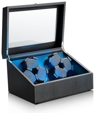 LALAHOO 6 Watch Winders with 6 Watches Storages Watch Winder for Automatic Watches with Built-in LED Light Ultra Quiet Motor