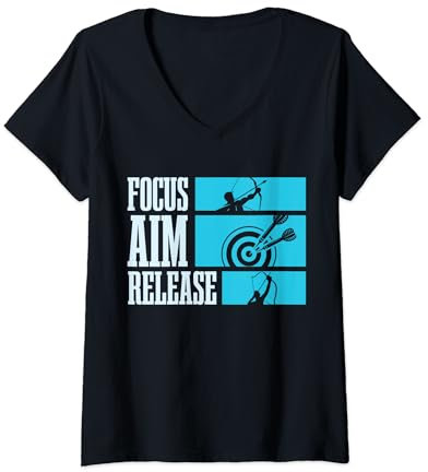 Damen Bogensport, Bogenschütze, Bogenschießen, Pfeil und Bogen T-Shirt mit V-Ausschnitt