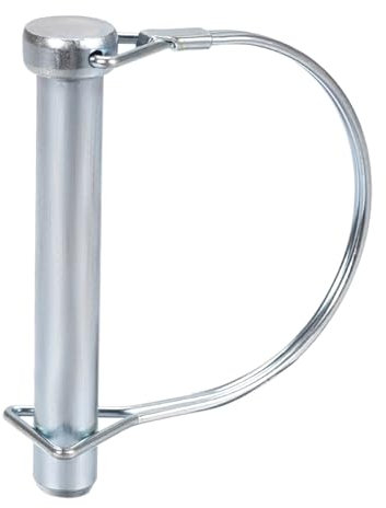 DTGN Pasador de Bloqueo de Eje de 10 mm x 100 mm (DxL) - 1 Unidad - para Remolques Agrícolas Y Césped - Pasador de Acoplador Redondo de Acero al Carbono - Tono Plateado