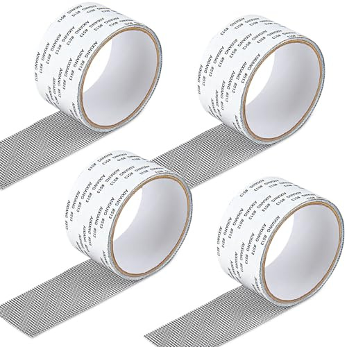Baroce 4 Rotoli Nastro Ripara Zanzariere Adesivo Invisibile Kit Ripara Zanzariera Adesiva Autoadesiva Nastro Adesivo per Zanzariere Riparazione di Finestre e Porte Anti-zanzara Insetto