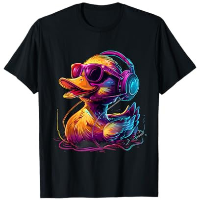 Rubber Duck Techno DJ Casque d'écoute en caoutchouc Motif caneton T-Shirt