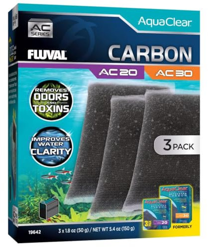 Fluval Kohlefilter Rucksack für Aquarium AquaClear AC20/AC30, 3 Stück