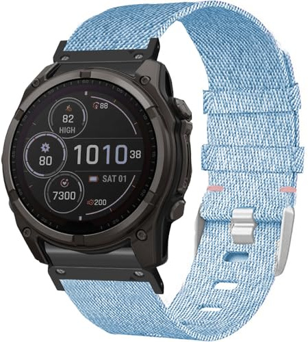 Blueshaweu 20MM 22MM 26MM QuickFit Armband Kompatibel mit Garmin Fenix 8, Nylon Strick Replacement Uhrenarmband Kompatibel für Garmin Fenix 8 43mm /47mm /51mm Serie etc. Uhr (22MM, blau)