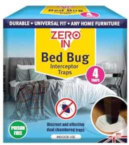 Zero In® Bed Bug Interceptor Traps – 4 Pack, Chemical-Free Bed Bug Traps for Early Detection & Home Protection, Poison-Free, Sustainable